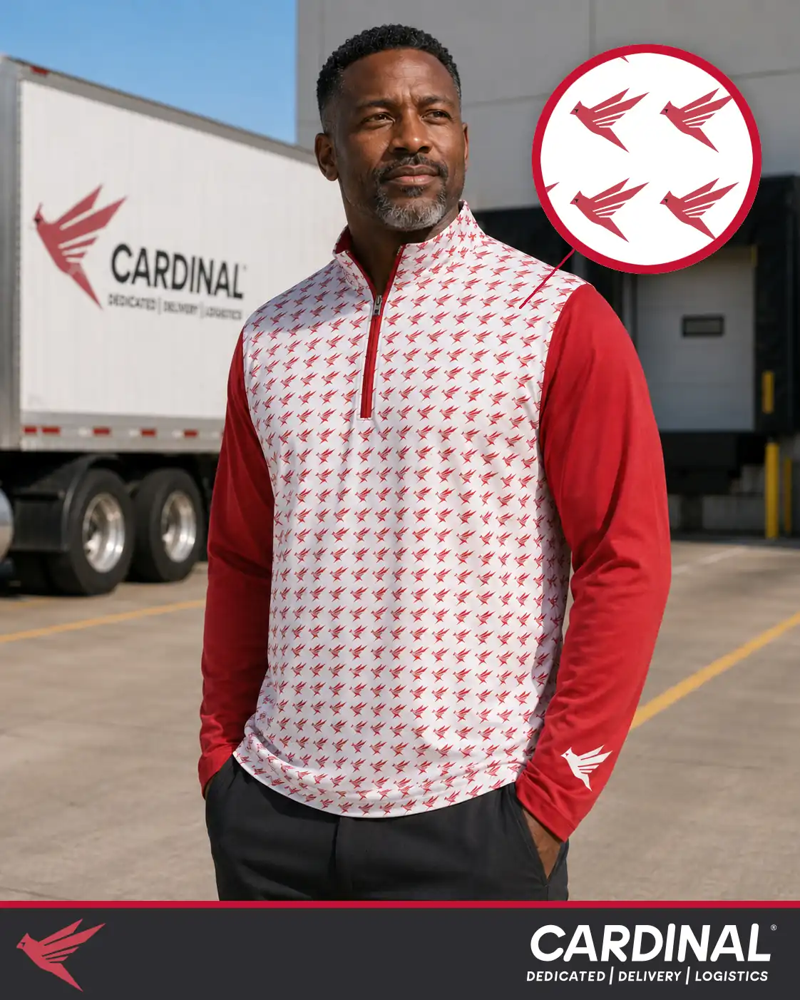Butcher Block custom red cardinal quarter-zip