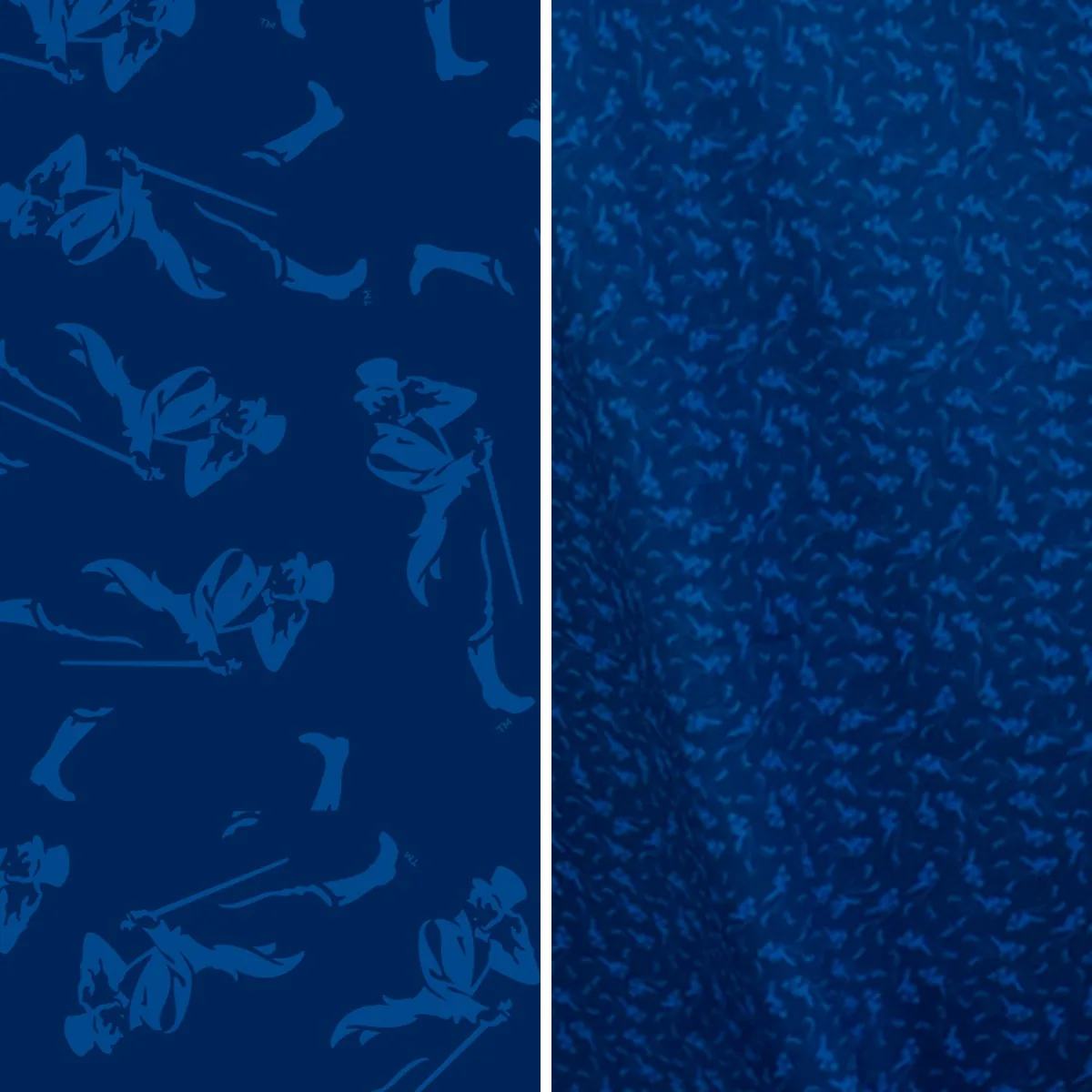 Comparison of a flat pattern graphic beside the same pattern printed and aligned across a finished garment panel.