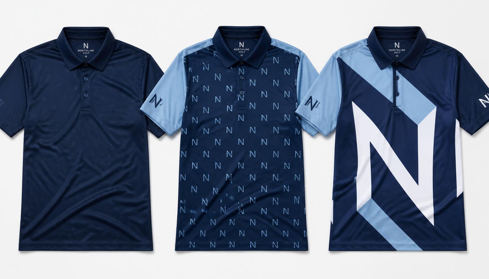Subtle, medium and bold custom golf polo design options