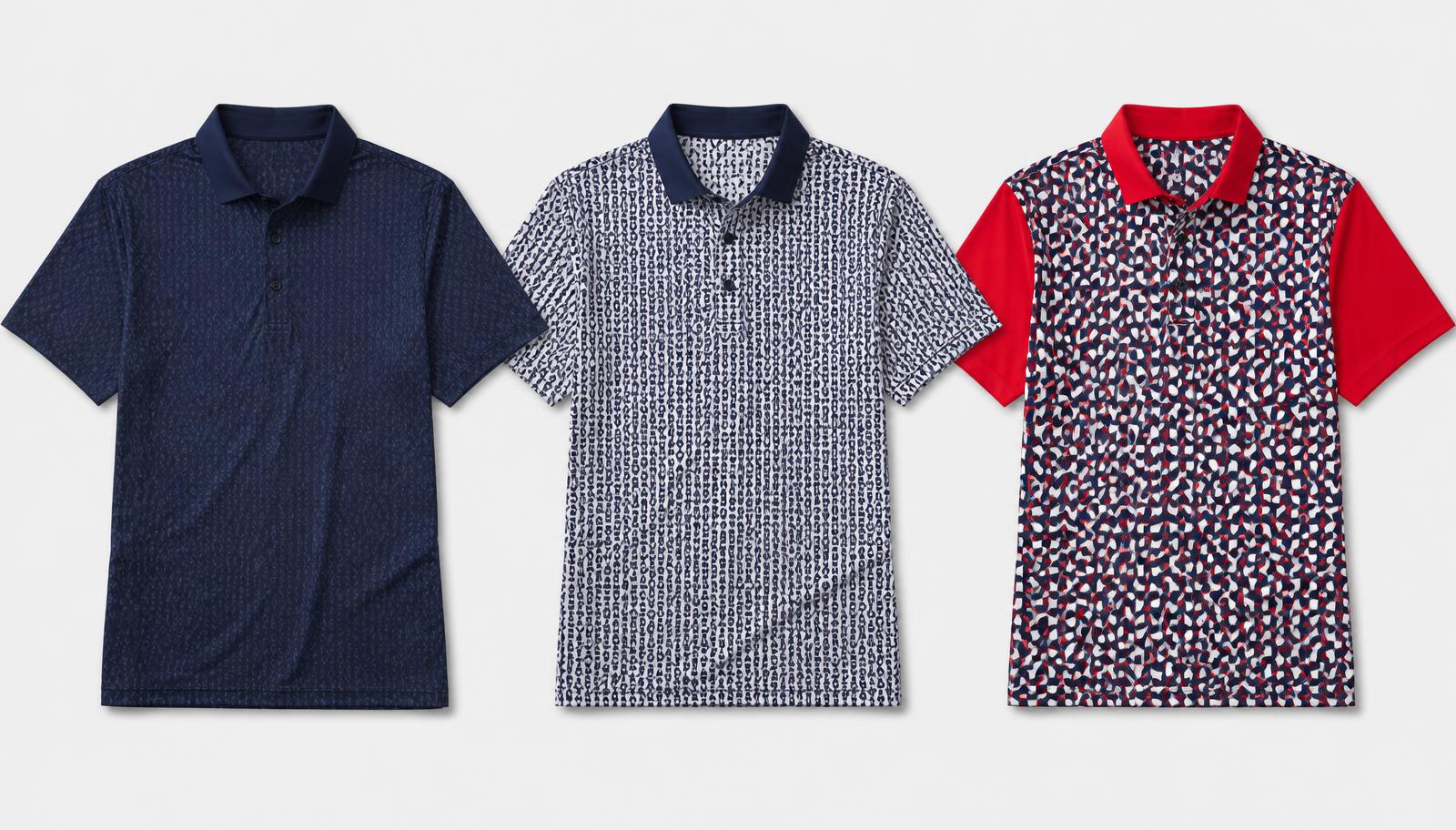 Custom performance polo pattern and color-blocking options